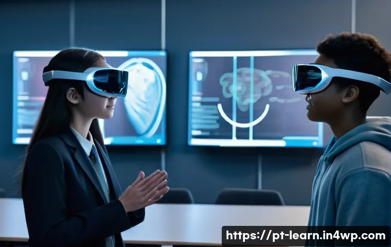 혼합현실 교육의 커뮤니케이션 도구 - **Immersive Anatomy Exploration in Mixed Reality:** A diverse group of three teenage students, two m...